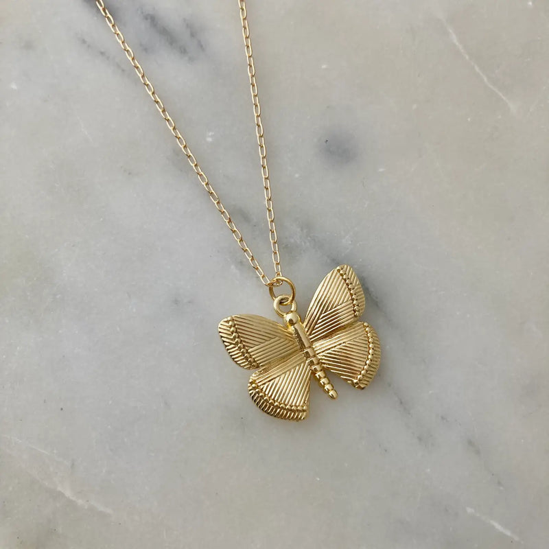 TL JA Gold Butterfly Necklace