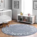 BA - Kids Washable Round Alphabet Area Rug