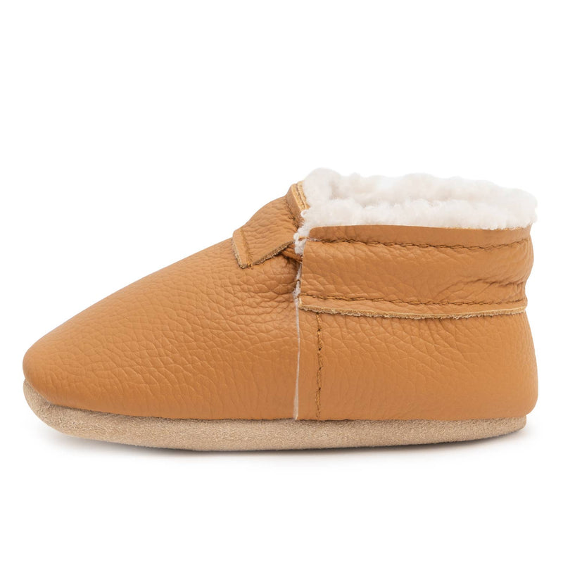 BA - Fringeless Sherpa Baby Moccasins - Baby Shoes (Gingersnap)