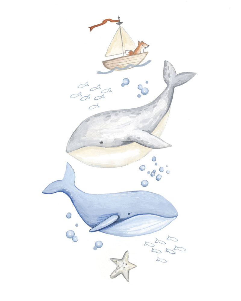 BA- Whale Nursery Art Print Wall decor