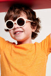 BA - Sweet Cream Euro Round Kids Sunglasses with Amber Lens
