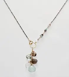 TL JJB Front Clasp Mix Metal Gem Necklace