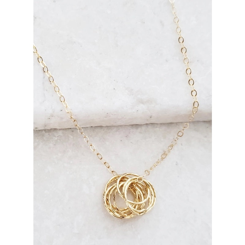 TL JSD Gold Ring Cluster Necklace