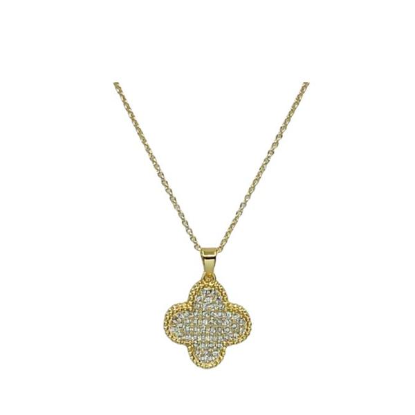 TL JA Pave Clover Necklace