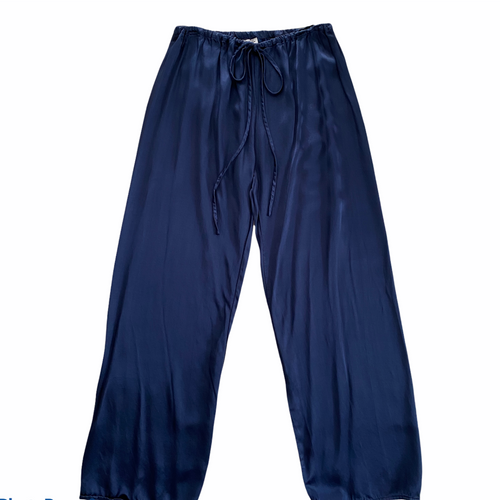 Navy Drawstring Satin pant