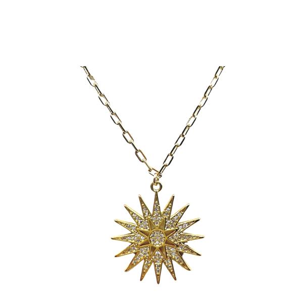 TL JA Sunburst CZ Necklace