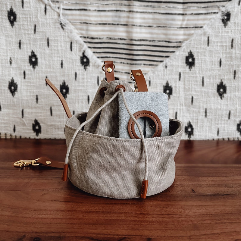 SP - Waxed Canvas & Vegan Leather Pet Travel Bowl