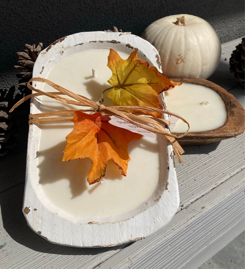 BC Petite wooden dough bowl soy wax candle